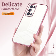 For OPPO Reno6 Pro+ Transparent Plating Fine Hole Phone Case(Silver)