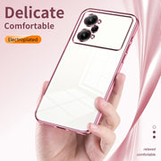 For OPPO K10 Pro Transparent Plating Fine Hole Phone Case(Pink)