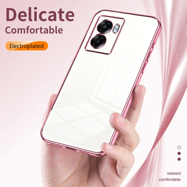 For OPPO A57 5G Transparent Plating Fine Hole Phone Case(Transparent)