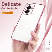 For OPPO A57 5G Transparent Plating Fine Hole Phone Case(Green)