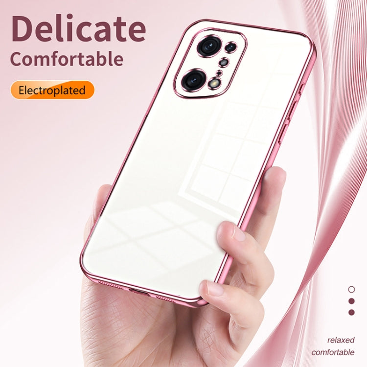 For OPPO Find X5 Pro Transparent Plating Fine Hole Phone Case(Purple)