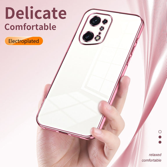 For OPPO Find X5 Pro Transparent Plating Fine Hole Phone Case(Transparent)