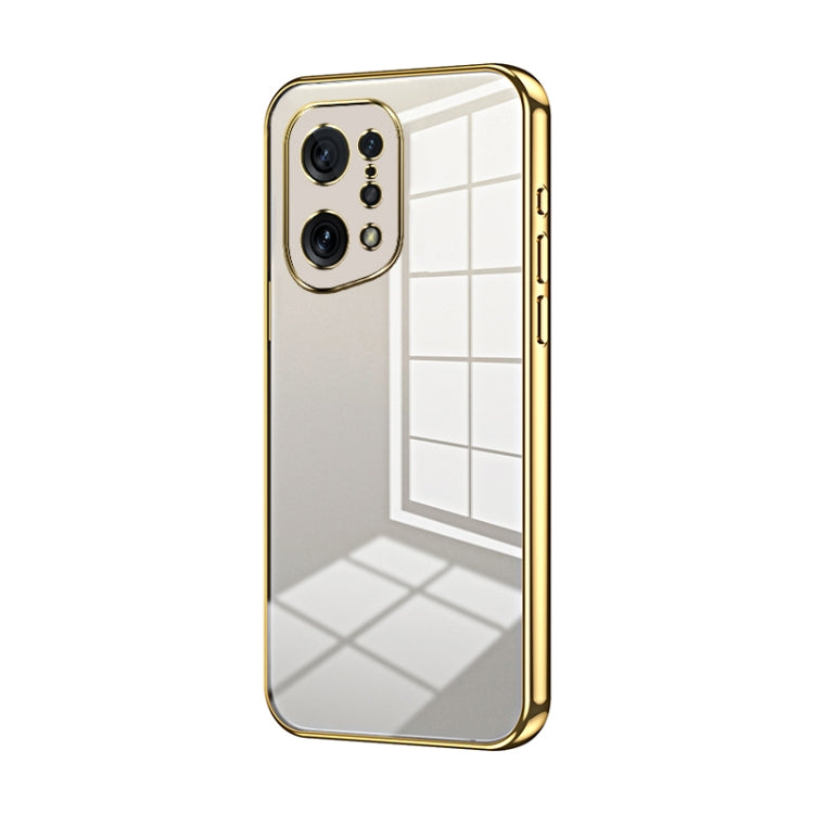 For OPPO Find X5 Transparent Plating Fine Hole Phone Case(Gold) - OPPO Cases by PMC TechLife | Online Shopping South Africa | PMC TechLife | Buy Now Pay Later Mobicred