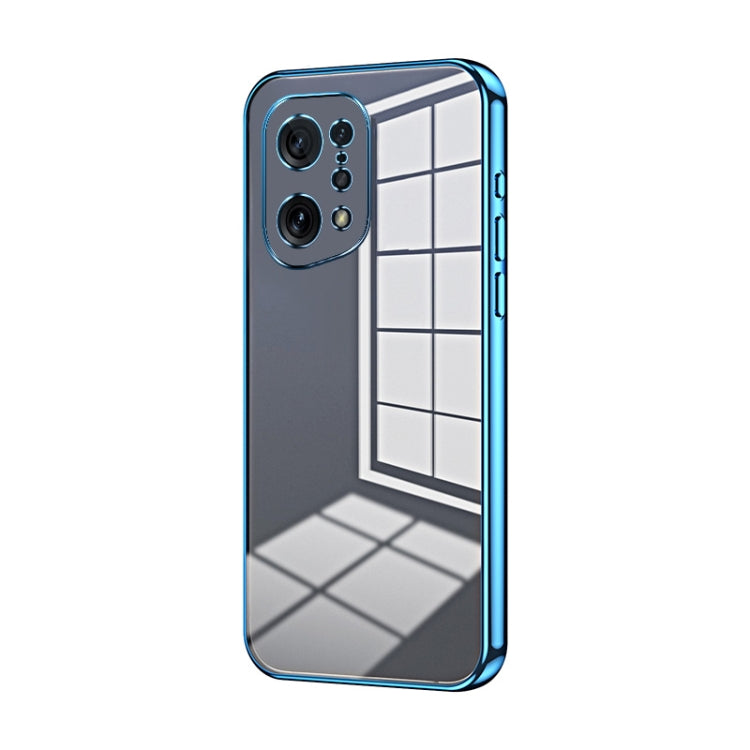 For OPPO Find X5 Transparent Plating Fine Hole Phone Case(Blue) - OPPO Cases by PMC TechLife | Online Shopping South Africa | PMC TechLife | Buy Now Pay Later Mobicred