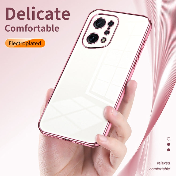 For OPPO Find X5 Transparent Plating Fine Hole Phone Case(Green)
