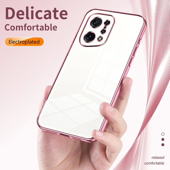 For OPPO Find X5 Transparent Plating Fine Hole Phone Case(Silver)