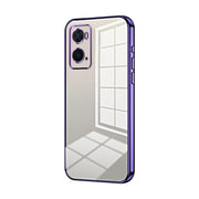 For OPPO A36 / A76 / A96 4G Global Transparent Plating Fine Hole Phone Case(Purple)