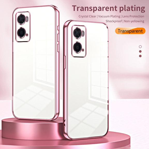 For OPPO A36 / A76 / A96 4G Global Transparent Plating Fine Hole Phone Case(Purple)