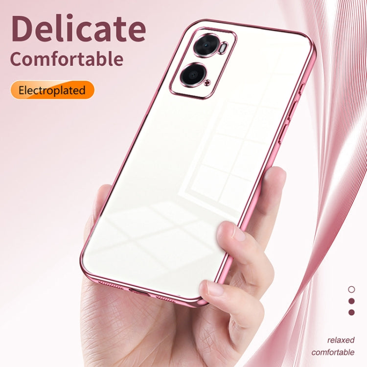 For OPPO A36 / A76 / A96 4G Global Transparent Plating Fine Hole Phone Case(Transparent)