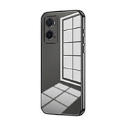 For OPPO A36 / A76 / A96 4G Global Transparent Plating Fine Hole Phone Case(Black)