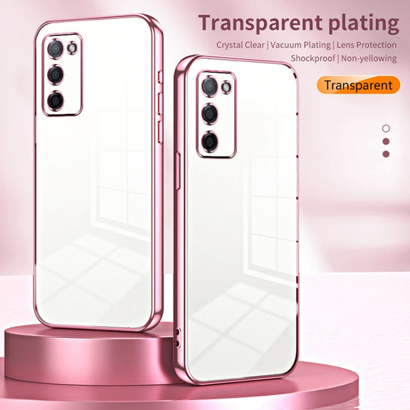 For OPPO A55 5G / A56 / A53s 5G Transparent Plating Fine Hole Phone Case(Transparent)