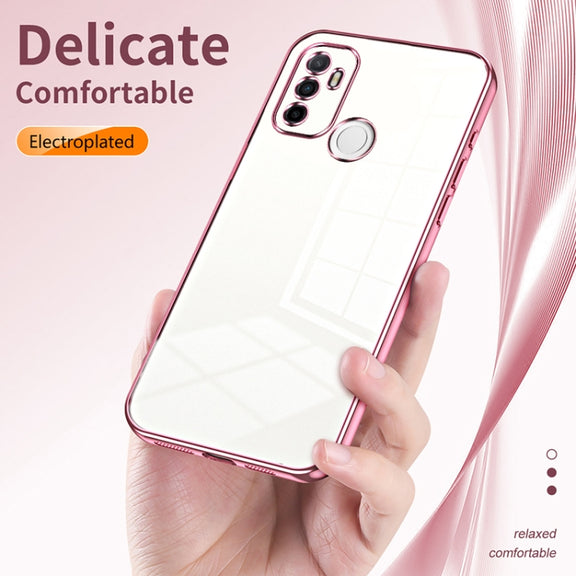 For OPPO A53 2020 / A32 / A11s  Transparent Plating Fine Hole Phone Case(Gold)