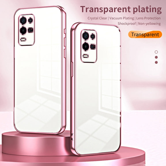 For OPPO K9x Transparent Plating Fine Hole Phone Case(Purple)