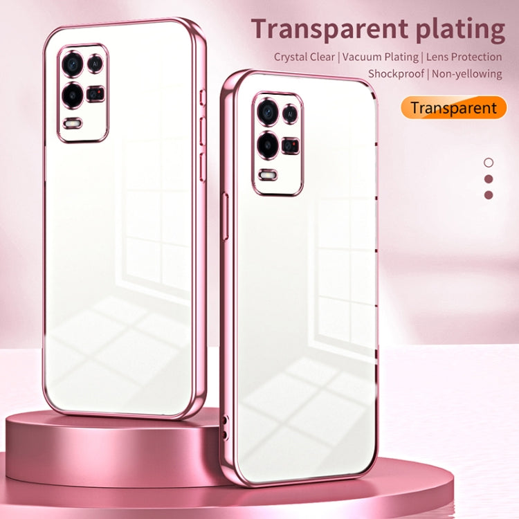 For OPPO K9x Transparent Plating Fine Hole Phone Case(Purple)