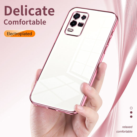 For OPPO K9x Transparent Plating Fine Hole Phone Case(Purple)