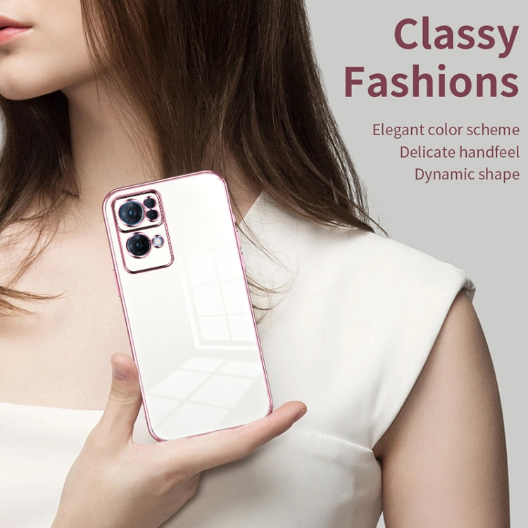 For OPPO Reno7 Pro Transparent Plating Fine Hole Phone Case(Black)