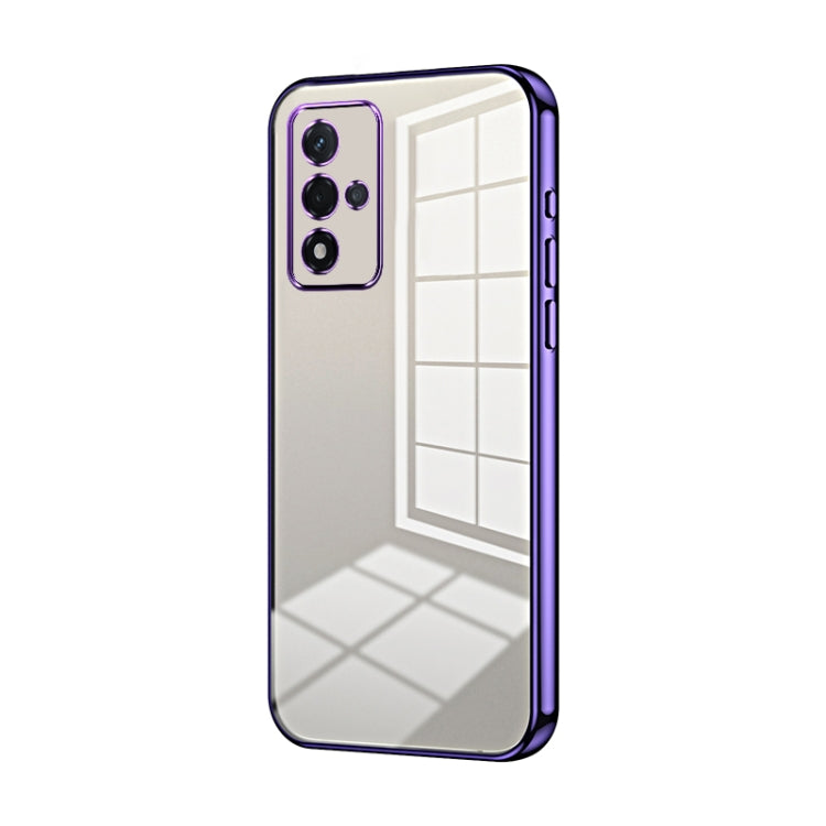For OPPO A93s 5G Transparent Plating Fine Hole Phone Case(Purple) - OPPO Cases by PMC TechLife | Online Shopping South Africa | PMC TechLife | Buy Now Pay Later Mobicred