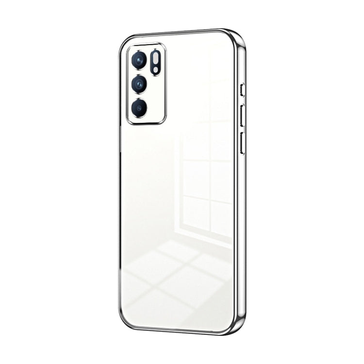 For OPPO Reno6 Indian / Malay Transparent Plating Fine Hole Phone Case(Silver) - OPPO Cases by PMC TechLife | Online Shopping South Africa | PMC TechLife | Buy Now Pay Later Mobicred