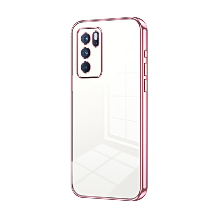 For OPPO Reno6 Pro Indian  Transparent Plating Fine Hole Phone Case(Pink) - OPPO Cases by PMC TechLife | Online Shopping South Africa | PMC TechLife | Buy Now Pay Later Mobicred