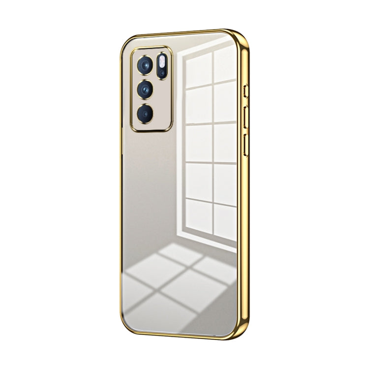 For OPPO Reno6 Pro Indian  Transparent Plating Fine Hole Phone Case(Gold) - OPPO Cases by PMC TechLife | Online Shopping South Africa | PMC TechLife | Buy Now Pay Later Mobicred