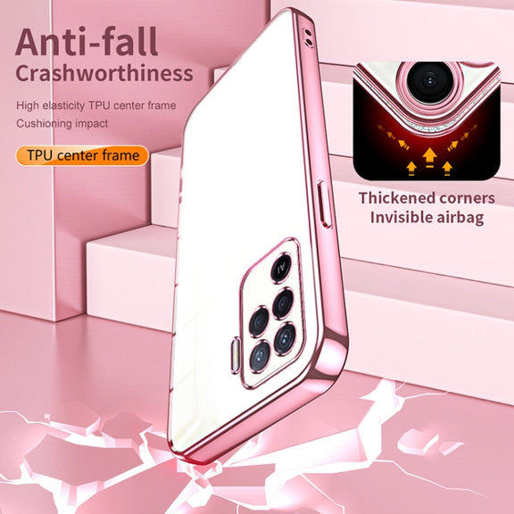 For OPPO A94 4G Transparent Plating Fine Hole Phone Case(Purple)