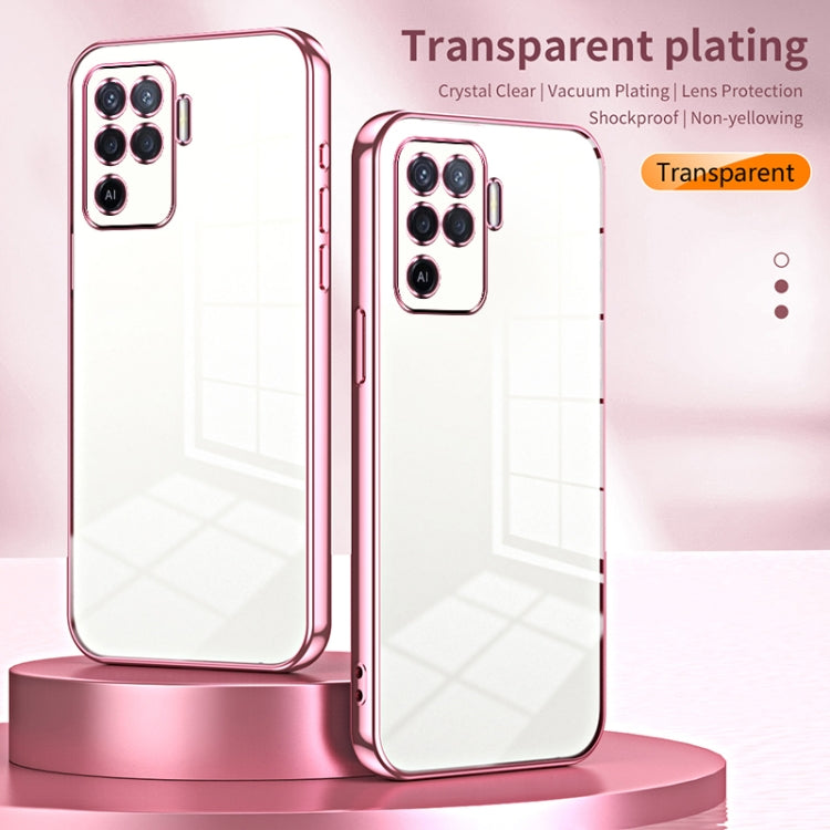 For OPPO A94 4G Transparent Plating Fine Hole Phone Case(Pink) - OPPO Cases by PMC TechLife | Online Shopping South Africa | PMC TechLife | Buy Now Pay Later Mobicred