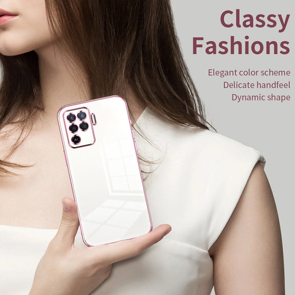 For OPPO A94 4G Transparent Plating Fine Hole Phone Case(Pink)
