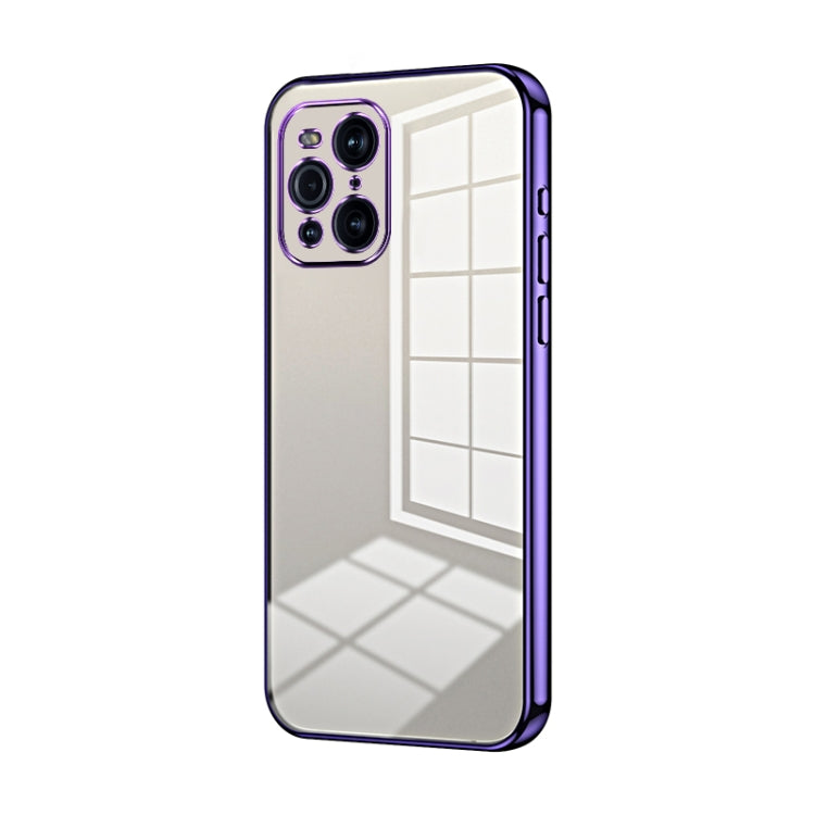 For OPPO Find X3 / Find X3 Pro Transparent Plating Fine Hole Phone Case(Purple) - OPPO Cases by PMC TechLife | Online Shopping South Africa | PMC TechLife | Buy Now Pay Later Mobicred