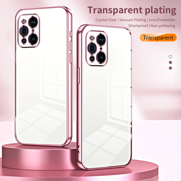 For OPPO Find X3 / Find X3 Pro Transparent Plating Fine Hole Phone Case(Purple)