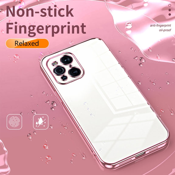 For OPPO Find X3 / Find X3 Pro Transparent Plating Fine Hole Phone Case(Pink)