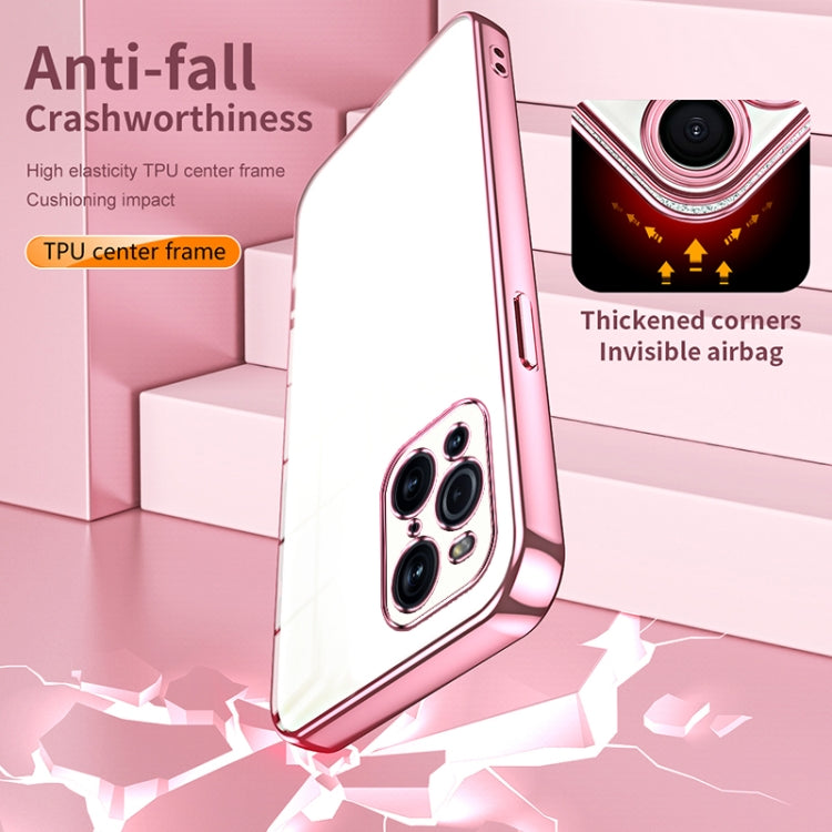 For OPPO Find X3 / Find X3 Pro Transparent Plating Fine Hole Phone Case(Pink) - OPPO Cases by PMC TechLife | Online Shopping South Africa | PMC TechLife | Buy Now Pay Later Mobicred