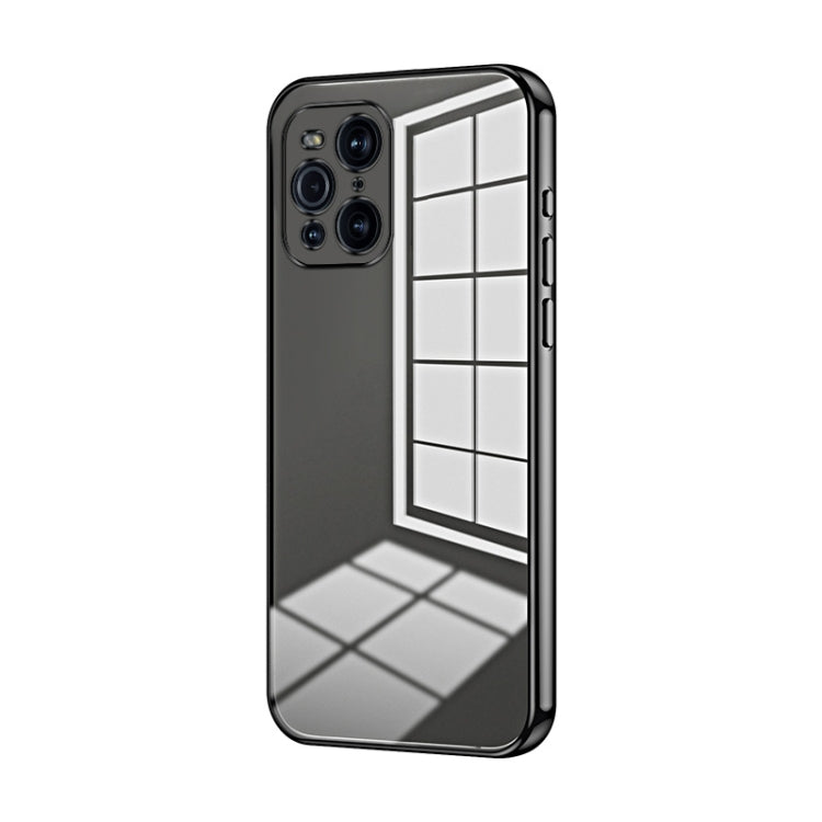 For OPPO Find X3 / Find X3 Pro Transparent Plating Fine Hole Phone Case(Black) - OPPO Cases by PMC TechLife | Online Shopping South Africa | PMC TechLife | Buy Now Pay Later Mobicred