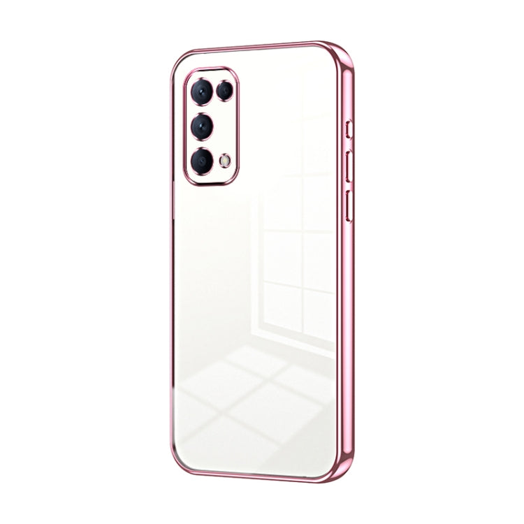 For OPPO Reno5 4G/5G / Reno5 K Transparent Plating Fine Hole Phone Case(Pink) - OPPO Cases by PMC TechLife | Online Shopping South Africa | PMC TechLife | Buy Now Pay Later Mobicred