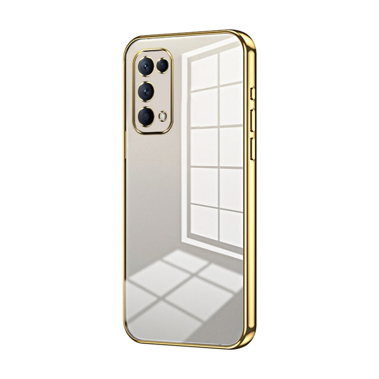 For OPPO Reno5 4G/5G / Reno5 K Transparent Plating Fine Hole Phone Case(Gold) - OPPO Cases by PMC TechLife | Online Shopping South Africa | PMC TechLife | Buy Now Pay Later Mobicred