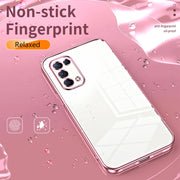 For OPPO Reno5 4G/5G / Reno5 K Transparent Plating Fine Hole Phone Case(Blue)