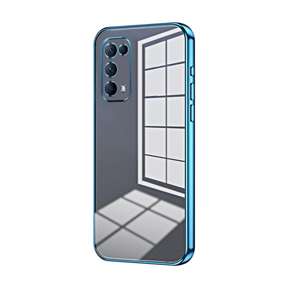 For OPPO Reno5 4G/5G / Reno5 K Transparent Plating Fine Hole Phone Case(Blue)