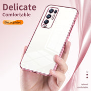 For OPPO Reno5 Pro+ Transparent Plating Fine Hole Phone Case(Gold)