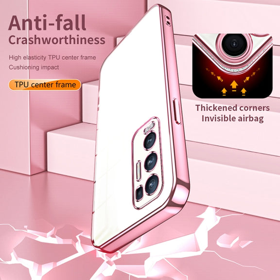 For OPPO Reno5 Pro+ Transparent Plating Fine Hole Phone Case(Gold)