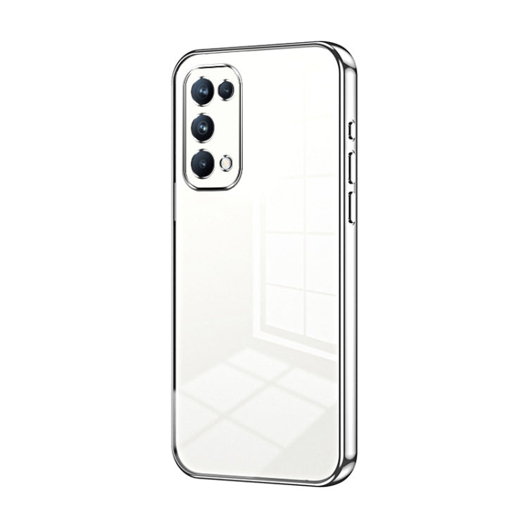 For OPPO Reno5 Pro Transparent Plating Fine Hole Phone Case(Silver) - OPPO Cases by PMC TechLife | Online Shopping South Africa | PMC TechLife | Buy Now Pay Later Mobicred