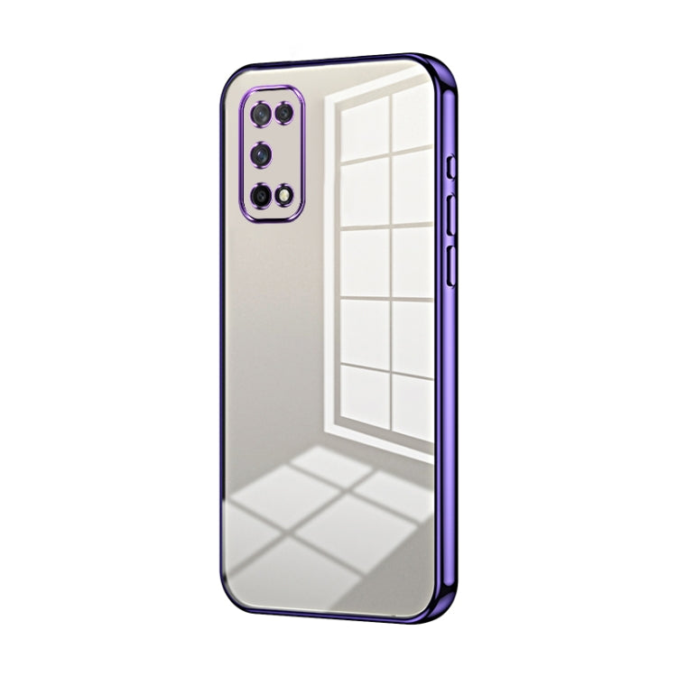 For OPPO K7x / Realme V5 5G Transparent Plating Fine Hole Phone Case(Purple) - OPPO Cases by PMC TechLife | Online Shopping South Africa | PMC TechLife | Buy Now Pay Later Mobicred