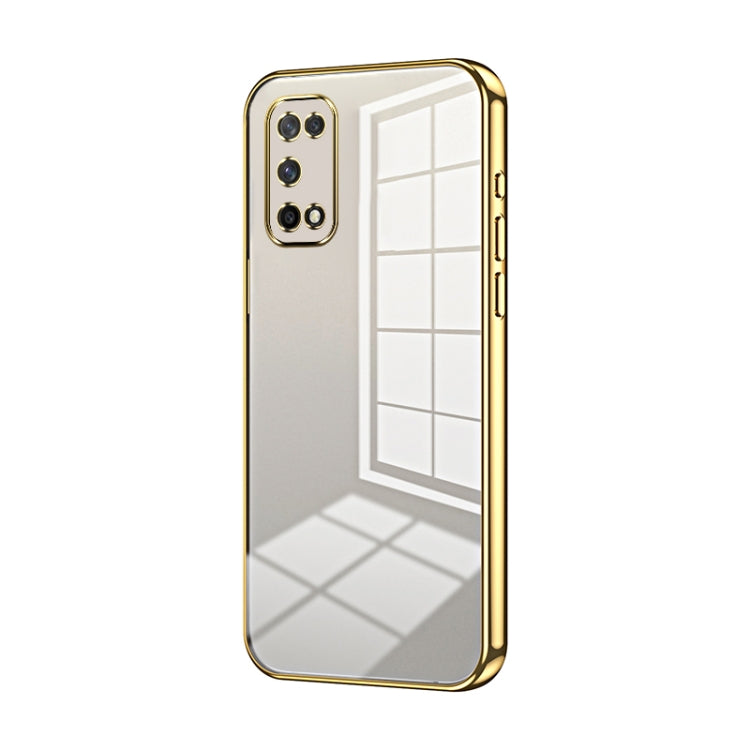 For OPPO K7x / Realme V5 5G Transparent Plating Fine Hole Phone Case(Gold) - OPPO Cases by PMC TechLife | Online Shopping South Africa | PMC TechLife | Buy Now Pay Later Mobicred