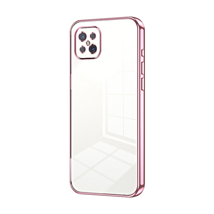 For OPPO A92s / Reno4 Z 5G Transparent Plating Fine Hole Phone Case(Pink) - OPPO Cases by PMC TechLife | Online Shopping South Africa | PMC TechLife | Buy Now Pay Later Mobicred