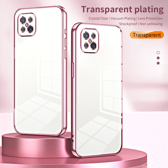 For OPPO A92s / Reno4 Z 5G Transparent Plating Fine Hole Phone Case(Pink)