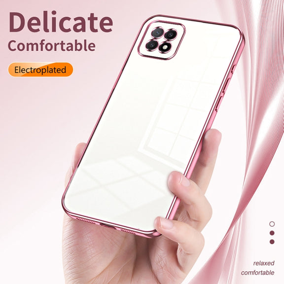 For OPPO A72 5G / A73 5G Transparent Plating Fine Hole Phone Case(Transparent)