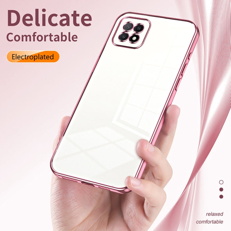 For OPPO A72 5G / A73 5G Transparent Plating Fine Hole Phone Case(Transparent)