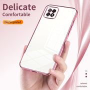 For OPPO A72 5G / A73 5G Transparent Plating Fine Hole Phone Case(Black)