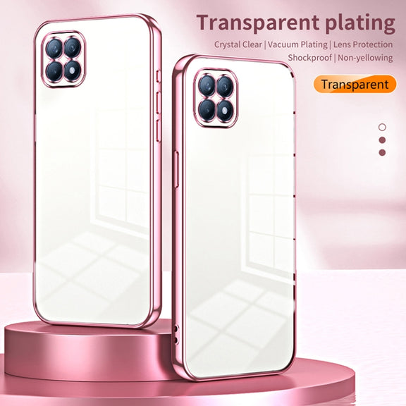 For OPPO Reno4 SE Transparent Plating Fine Hole Phone Case(Purple)
