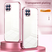 For OPPO Reno4 SE Transparent Plating Fine Hole Phone Case(Pink)