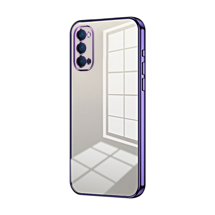 For OPPO Reno4 Transparent Plating Fine Hole Phone Case(Purple) - OPPO Cases by PMC TechLife | Online Shopping South Africa | PMC TechLife | Buy Now Pay Later Mobicred