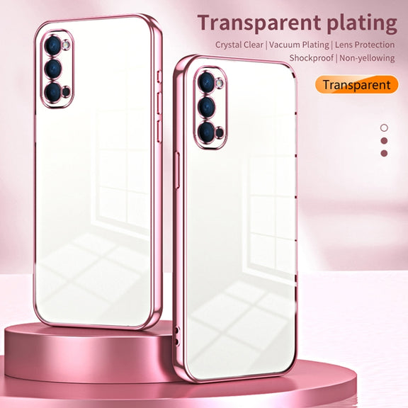 For OPPO Reno4 Transparent Plating Fine Hole Phone Case(Purple)